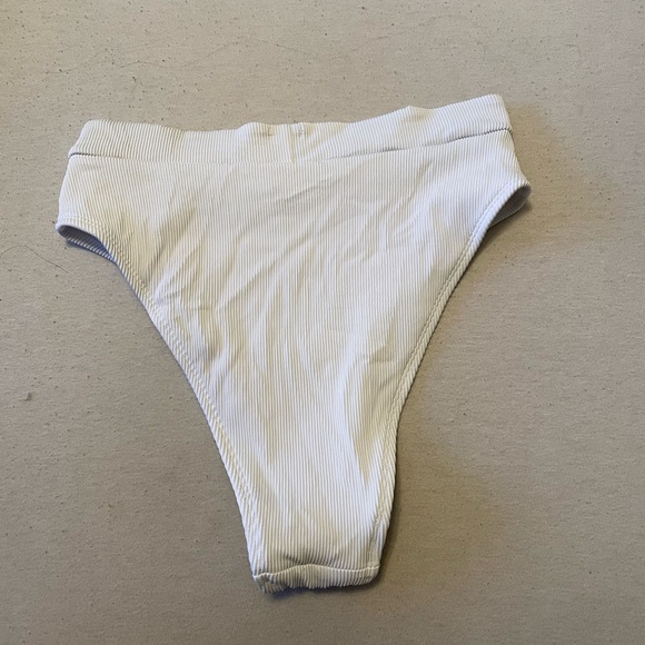 White Ribbed Cheeky Bikini Bottom - Picture 3 of 3